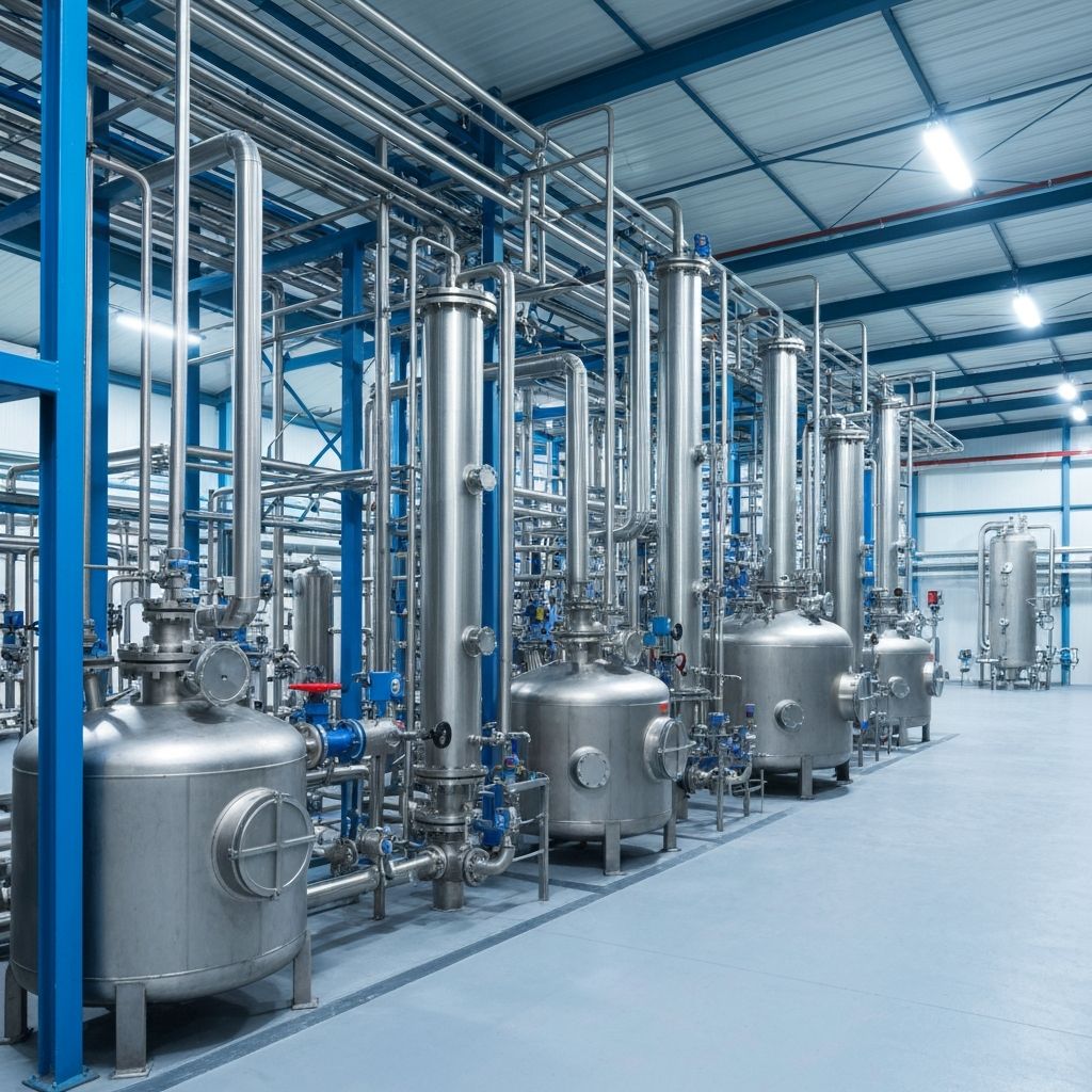 Equipamentos industriais na indústria química - reatores e colunas de destilação